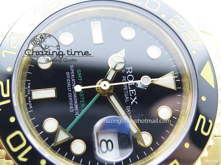 MiroTime 0116 RelaxedFit GMT-Master II 116718 LN Bp-Maker Best Edition YG Wrapped Bezel Black Dial On YG Bracelet ETA 3988